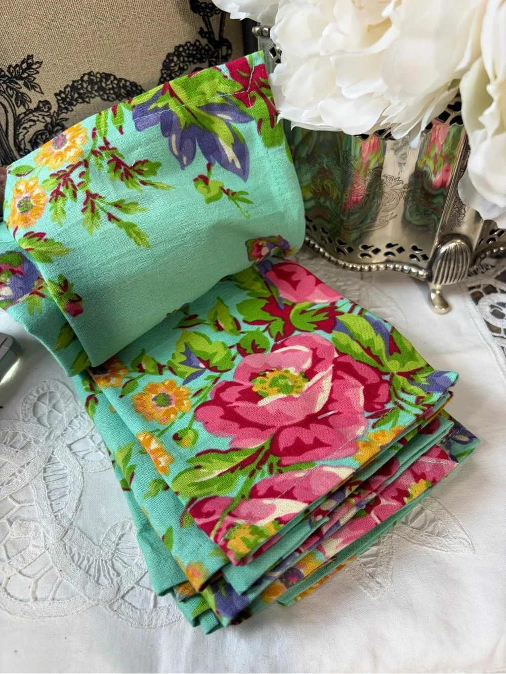 April Cornell floral cloth dinner napkins set of 12 Pennys Patio